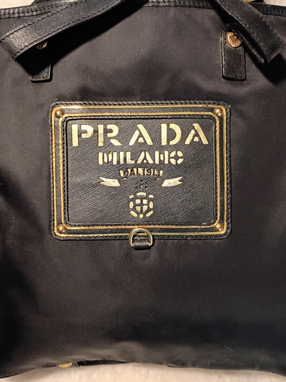Prada Black Nylon Shoulder Bag with Gold Hardware - Picture 2 of 16